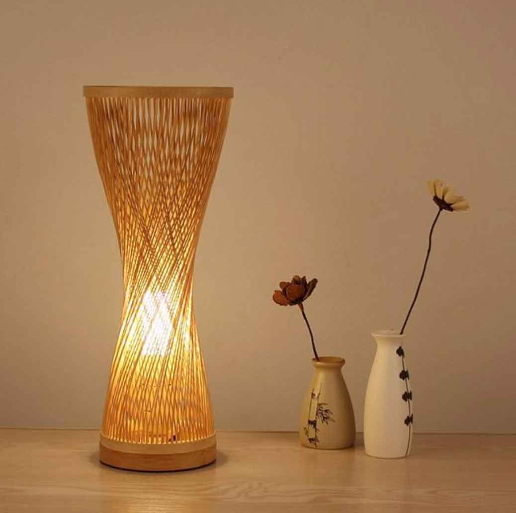 ▷ Lampe de Chevet Bois Rotin Bambou